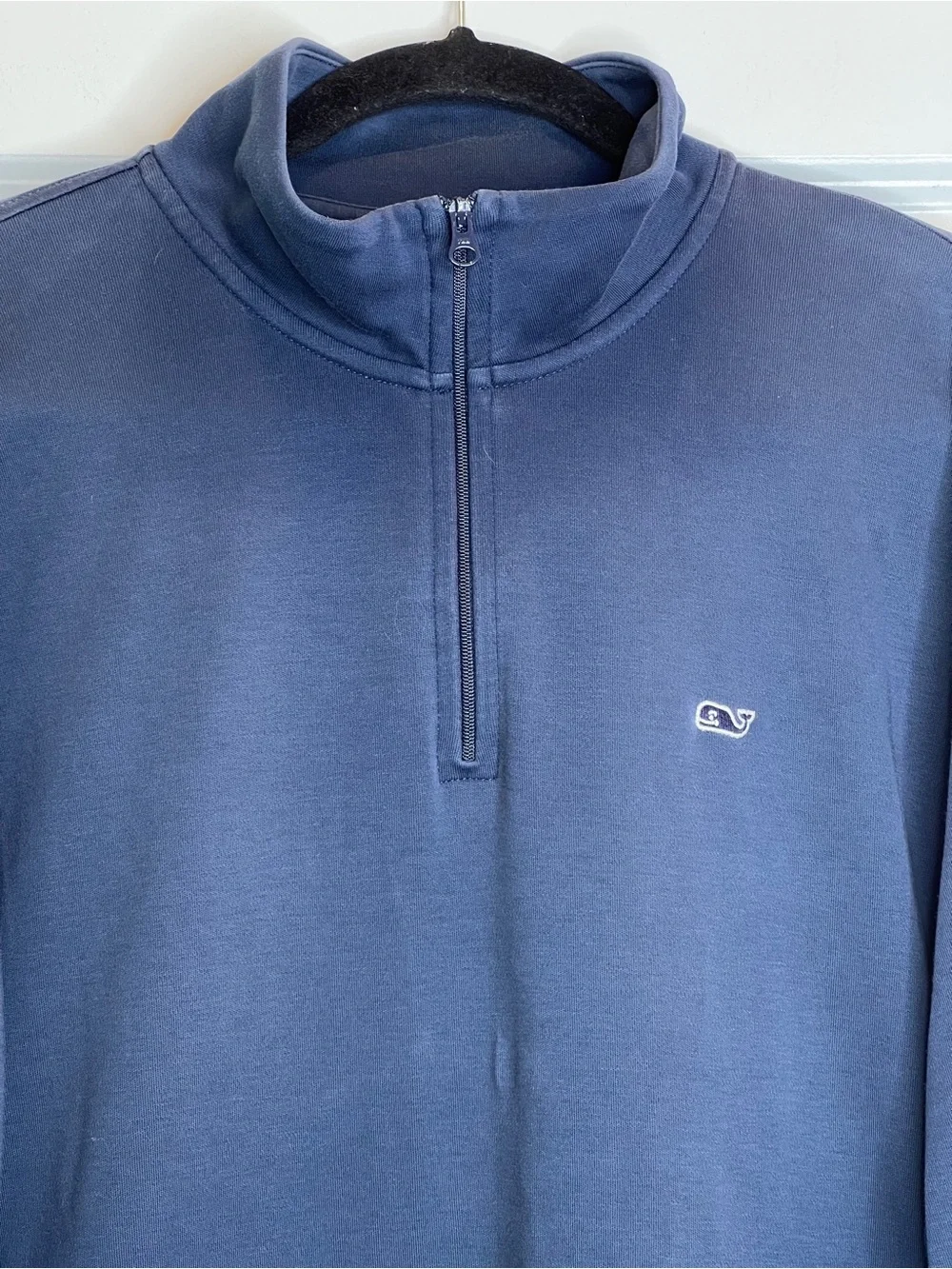 Vineyard Vines Mens L Navy Blue Saltwater 1/4 Zip Cotton Pullover Sweater